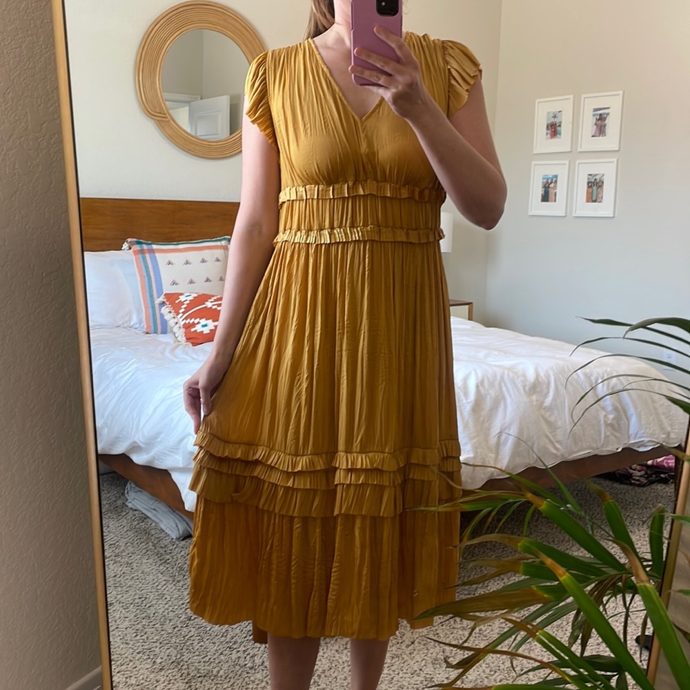 Current Air sereia pleated midi dress in marigold size large